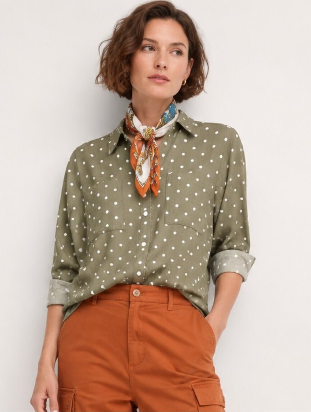 J. Jill Polka Dot Button-Up Shirt Long Sleeve